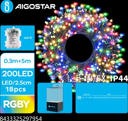 Tira Luces Led Navidad con Pila Varios Colores 0,3 x 5 m